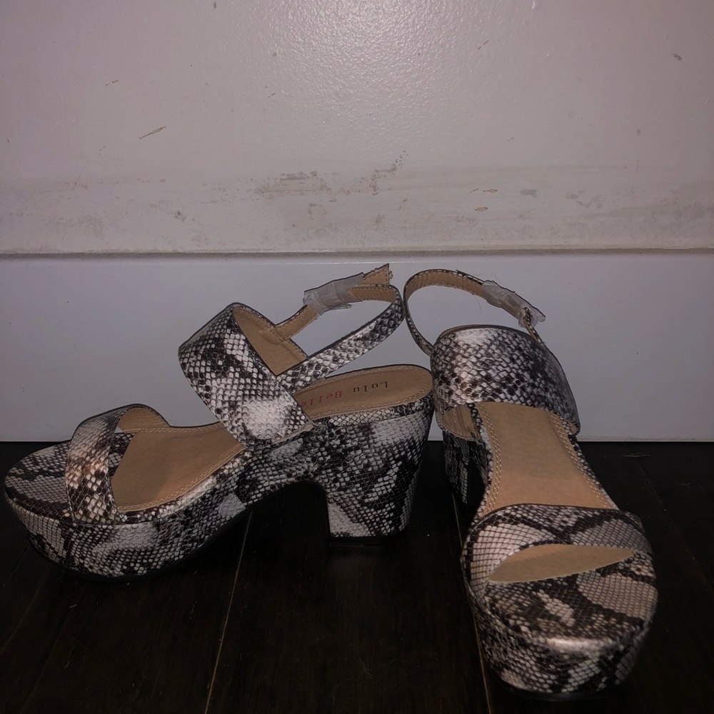 Snake skin block heeled sandals NEVER WORN